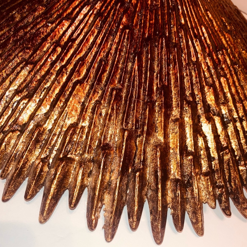 🔥 Rare Vintage MCM Lg Gold & Bronze Icicle Art Glass Decorative Centerpiece Bowl - Picture 7 of 16